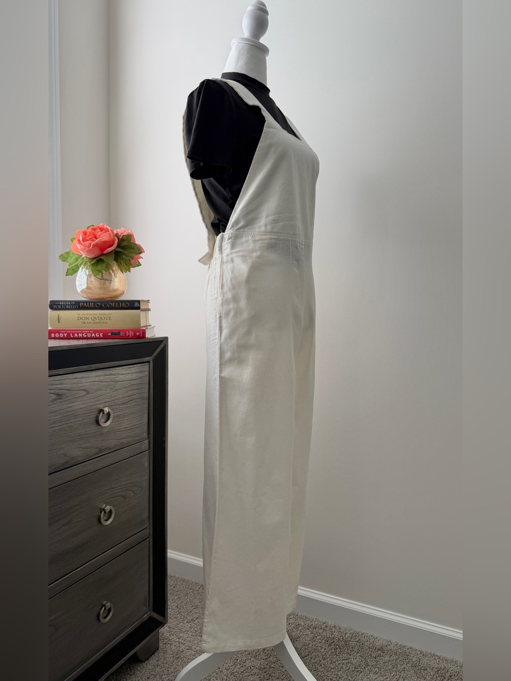 Preloved Cream Wide-Leg Overalls Jumpsuit - Picture 6 of 16
